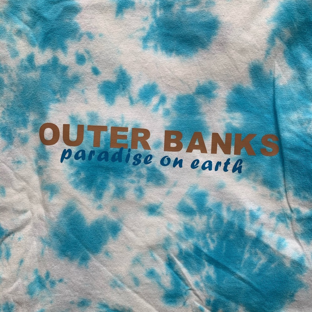 Blue tie-dye T-shirt with matching necklace - Picture 2 of 6
